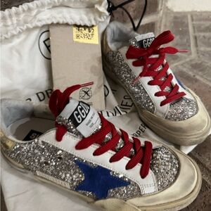 Glitter Sneakers with Red Laces